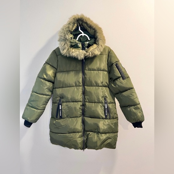 Disney  Fonts Down Jacket With Fur Collar Puffer  Coat Cozy  Jacket  S 3XL Green - Picture 3 of 8